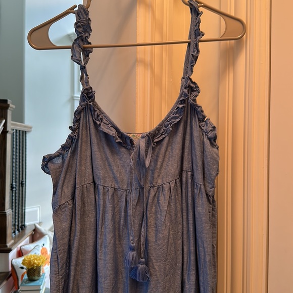 J Crew chambray blue tiered linen dress size L. - Picture 4 of 6